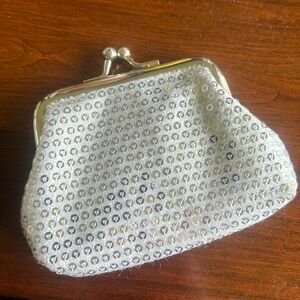 Small silver sequin coin purse